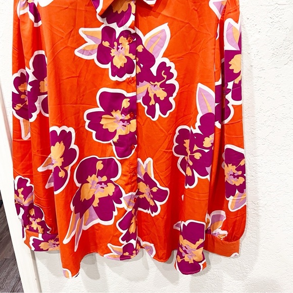 Cato Blouse Women's 22/24W Bold Floral Button Down Hippie Dopamine Boho - Picture 4 of 8